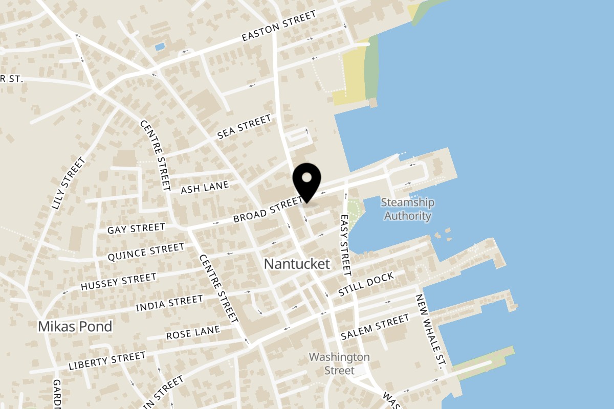 Map showing the location of Scooters on 10 Broad St in Nantucket